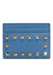 Valentino Garavani Portemonnaie - Rockstud Cardholder Wallet Leather - in blau - Portemonnaie für Damen
