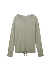 Tom Tailor Damen Langarmshirt mit Kordelzug, grün, Uni, Gr. S/36