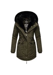 Navahoo Damen Wintermantel Winterparka Gefüttert mit 2 Kunstpelz-Kapuzen Sweety Deluxe