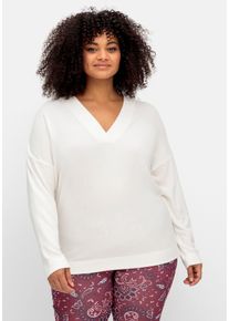 sheego by Joe Browns Große Größen Oversize-Sweatshirt mit Stickerei hinten Gr. 52/54 weiß von sheego für Damen
