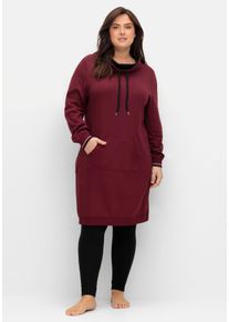 Große Größen Jerseykleid mit Umlegekragen und Kängurutasche Gr. 60/62 rot von sheego für Damen
