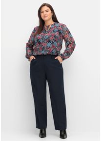 Große Größen High-Waist-Hose mit Bügelfalten Gr. 52 blau von sheego für Damen