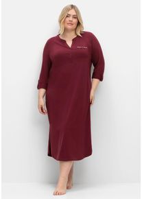Große Größen Nachthemd in Midilänge, mit seitlichen Schlitzen Gr. 60/62 rot von sheego für Damen