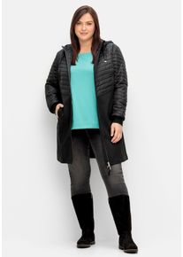 Große Größen Softshellmantel mit Kapuze, im Materialmix Gr. 42 schwarz von sheego für Damen