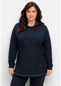 Große Größen Kapuzenshirt mit Kontrastdetails, im Oversize-Schnitt Gr. 52/54 blau von sheego für Damen