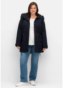 Große Größen Warm wattierter Parka mit Taillen-Tunnelzug Gr. 58 blau von sheego für Damen