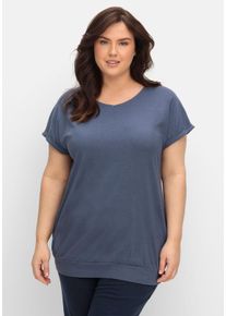 Große Größen Oversized-Shirt mit elastischem Saumbund Gr. 60/62 blau von sheego für Damen