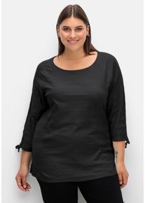 Große Größen Shirt mit raffbaren Raglanärmeln, leicht tailliert Gr. 40/42 schwarz von sheego für Damen