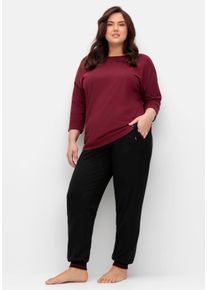 Große Größen Jogginghose mit Bindeband und Kontrastdetails Gr. 40 schwarz von sheego für Damen
