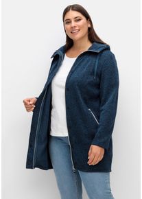 Große Größen Fleecejacke mit Kapuze, in Melange-Optik Gr. 40/42 blau von sheego für Damen