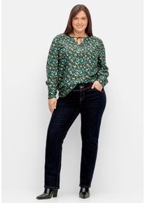 Große Größen Gerade Jeans mit Doppelknopf-Verschluss Gr. 42 blau von sheego für Damen