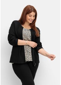 Große Größen Taillierte Jacke mit Reißverschluss, in Petite Passform Gr. 29 schwarz von sheego für Damen
