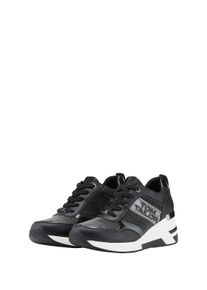 Tom Tailor Damen Sneaker mit Keil-Absatz, schwarz, Muster, Gr. 36