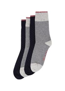 Tom Tailor Damen Viererpack Socken mit Allover-Print, grau, Muster, Gr. 39-42