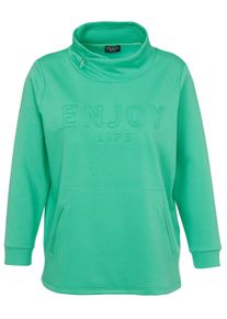Via Appia Due Große Größen Sweatshirt aus Doubleface mit 3D-Wordingprint Gr. 52 grün für Damen
