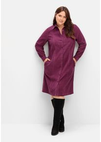 Große Größen Hemdblusenkleid aus weichem Cord Gr. 46 lila von sheego für Damen