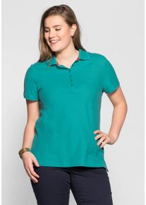 Große Größen Poloshirt mit kurzem Arm, in Piqué-Qualität Gr. 44/46 blau von sheego für Damen