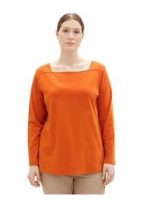 Tom Tailor Große Größen Langarmshirt mit Karreeausschnitt Gr. 54 orange für Damen