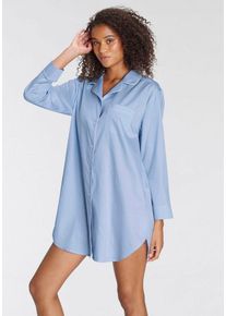 Schiesser Sleepshirt "selected! premium inspiration" mit eleganten Paspeln und Reverskragen, blau