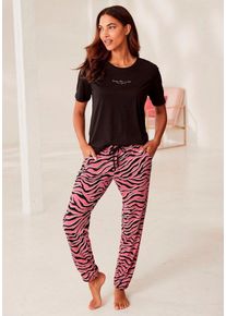Vivance Dreams Pyjama mit Animalprint, rosa|schwarz