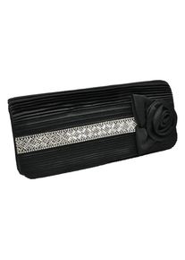 Steuer Modeschmuck Abendtasche Satin-Optik mit Blüte und Strassbesatz