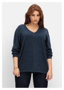 sheego V-Ausschnitt-Pullover Große Größen mit V-Ausschnitt, in Petite Passform, blau