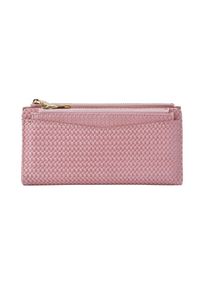 ShopLC 2er Set geflochtene Brieftasche mit RFID Schutz und Münz-Etui Rosa