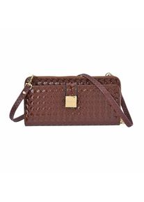 ShopLC CLOSE OUT - gewebter Crossbody glänzend Tasche Multifächer 20x10 cm Coffee