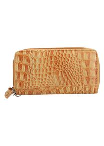 ShopLC RFID-geschützte Brieftasche aus 100% echtem Leder mit Kroko-Prägung und abnehmbarem Trageschlaufe Gelb