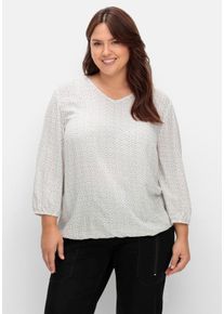 Große Größen Tunika mit V-Ausschnitt und Alloverprint Gr. 48 weiß von sheego für Damen