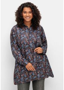 Große Größen Longbluse in Zipfelform, mit Paisleymuster Gr. 58 blau Paisley von sheego für Damen