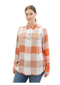 Tom Tailor Große Größen Bluse mit Karomuster, aus Viskose Gr. 54 orange für Damen