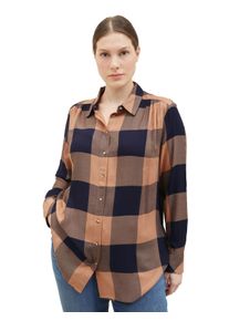 Tom Tailor Große Größen Bluse mit Karomuster, aus Viskose Gr. 46 blau für Damen