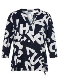 Via Appia Due Große Größen Shirt mit 3/4-Arm und Buchstaben-Print Gr. 50 blau für Damen