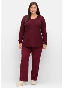 Große Größen Pullover im Patentstrickmuster, in leichter A-Linie Gr. 40/42 rot von sheego für Damen