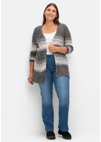 Große Größen Bootcut-Jeans mit Komfortbund und Used-Effekten Gr. 56 blau von sheego für Damen