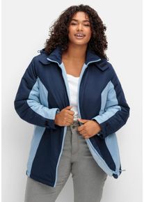 Große Größen Funktions-Winterjacke mit Kontrastdetails Gr. 54 blau von sheego für Damen