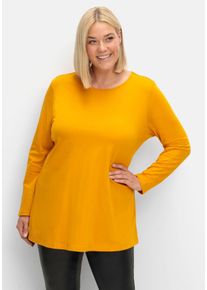 Große Größen Longshirt mit hohen Seitenschlitzen Gr. 46 gelb von sheego für Damen