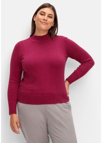 Große Größen Pullover aus Feinstrick, mit Stehkragen Gr. 54 rot von sheego für Damen