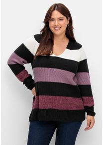 Große Größen Pullover im Patentstrick, mit Blockstreifen Gr. 40/42 schwarz von sheego für Damen