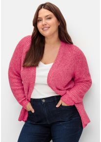 Große Größen Strickjacke im Patentstrick, offene Form Gr. 52/54 pink von sheego für Damen