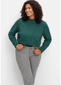 Große Größen Pullover aus Feinstrick, mit Stehkragen Gr. 56 grün von sheego für Damen