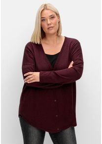 Große Größen Strickjacke mit V-Ausschnitt und gerundetem Saum Gr. 44/46 rot von sheego für Damen