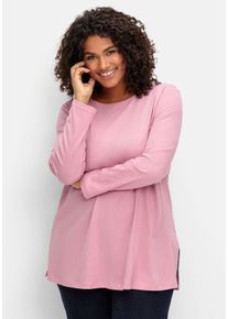 Große Größen Longshirt mit hohen Seitenschlitzen Gr. 50 rosa von sheego für Damen