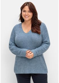 Große Größen Pullover mit Kaschmir, in leichter A-Linie Gr. 40/42 blau von sheego für Damen