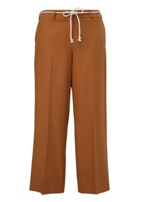 TRIANGLE Große Größen Weite Hose mit Bindeband und Bügelfalten Gr. 46 braun für Damen
