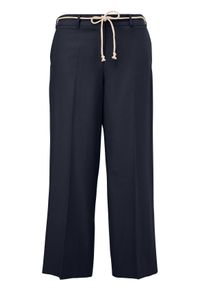 TRIANGLE Große Größen Weite Hose mit Bindeband und Bügelfalten Gr. 44 blau für Damen