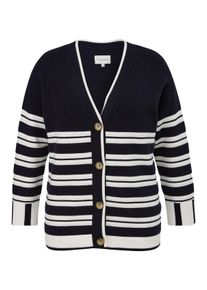 TRIANGLE Große Größen Strickjacke mit Streifenmuster Gr. 44 blau/weiß für Damen