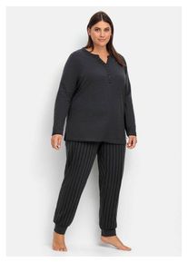 sheego Pyjamahose Große Größen aus elastischem Baumwollmix, schwarz