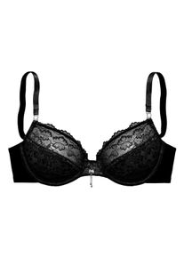 Lascana Große Größen Bügel-BH Gr. 90D schwarz geblümt für Damen